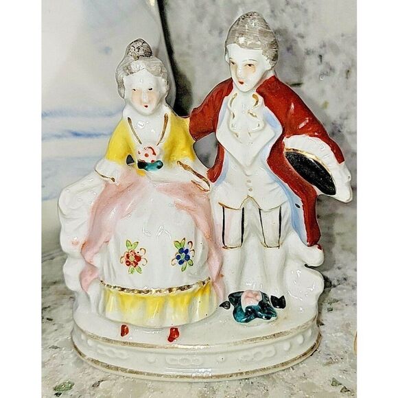 Occupied Japan Vintage Victorian Court Figurines 3"- 4" Lot of 3 Pieces. - Picture 2 of 7